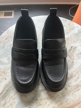Boys Black Leather Penny Loafers